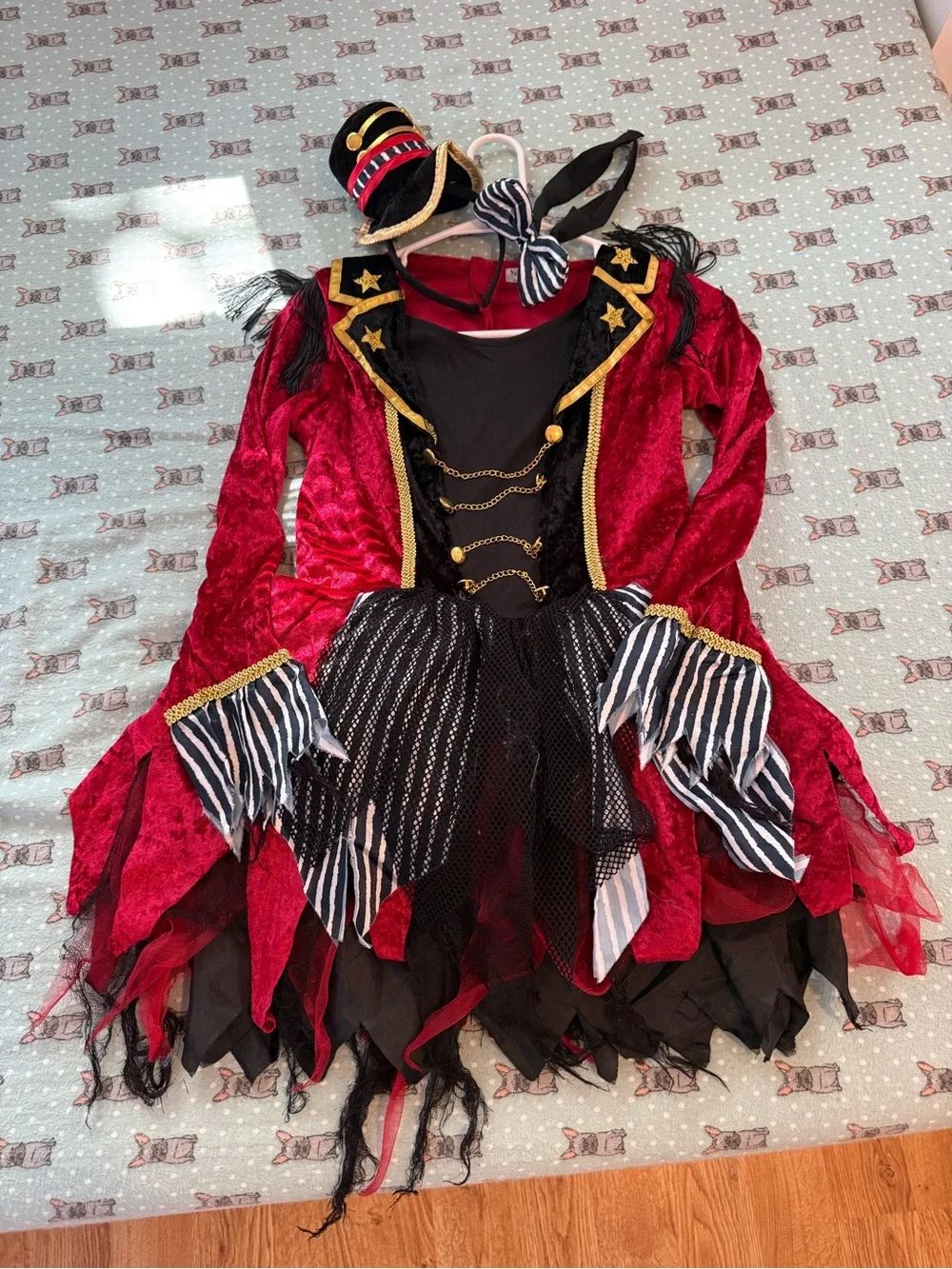 Spirit Red and Black Ringmaster Pirate Costume with Gold Trim